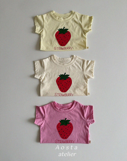 Strawberry T-Shirts [Ivory/L(2-3yr)]