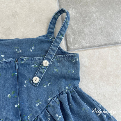 [PRE-ORDER] Denim Floral Big Pocket Dress