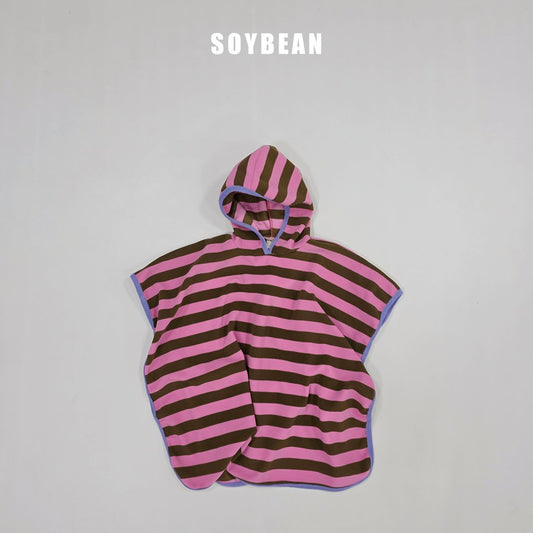 Vivid Hoodie Poncho [Pink/Brown/S(1-4yr)]