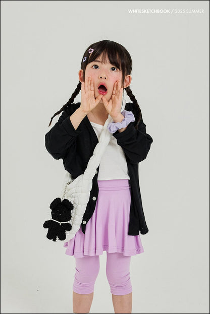 Skirt 3/4 Leggings [Melange Grey,Black/L(4-5yr)]