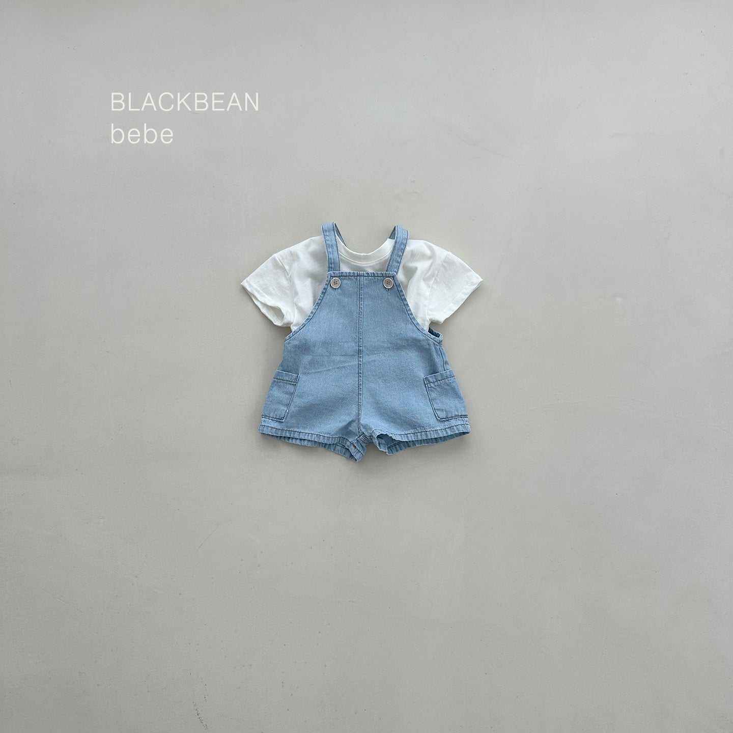 [PRE-ORDER] Pocket Denim Baby Overalls + Top Set