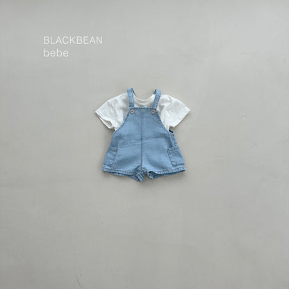 [PRE-ORDER] Pocket Denim Baby Overalls + Top Set