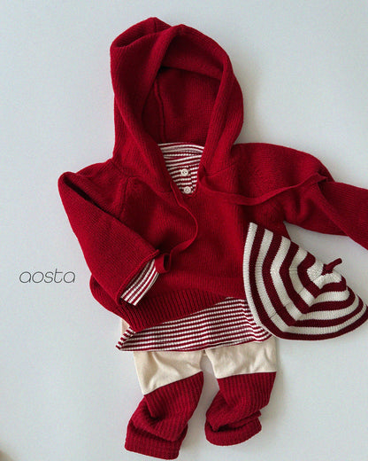 Cookie Sweater Hoodie Top [Red/L(3-5yr)]