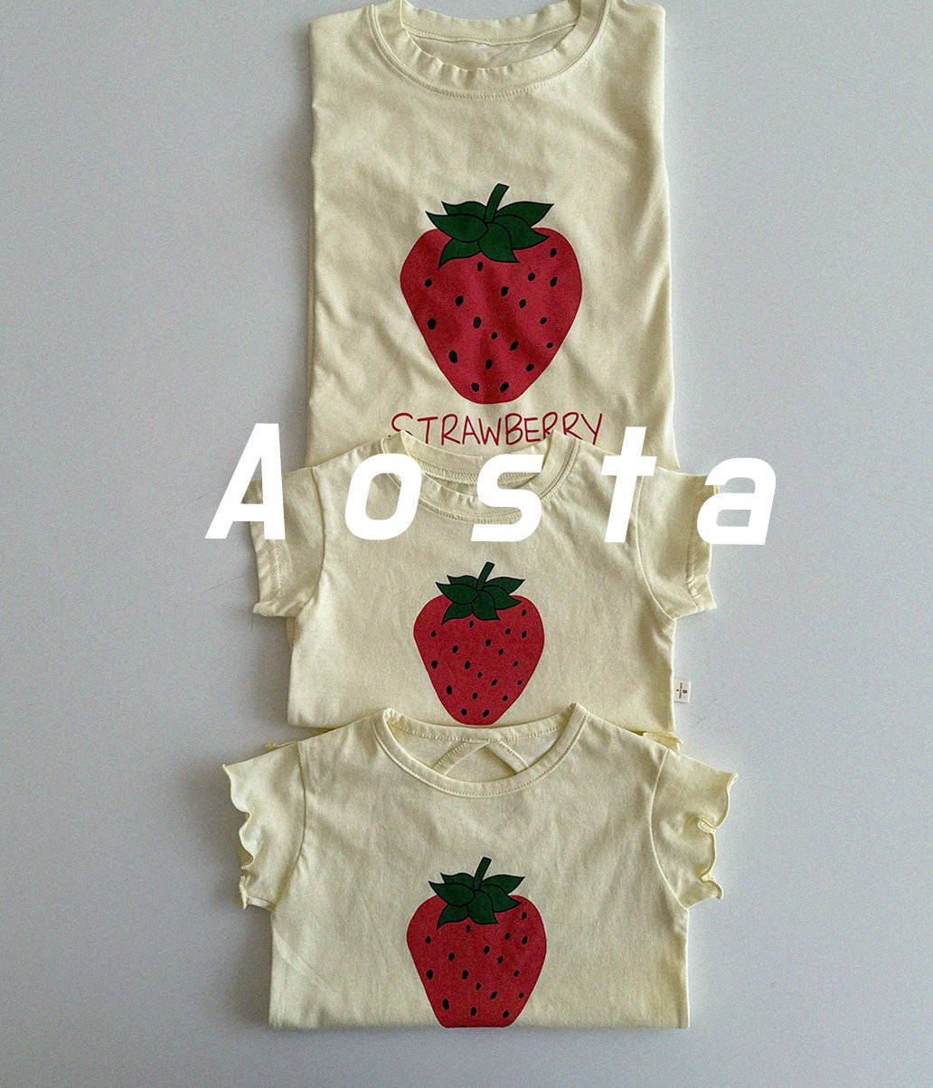 Strawberry T-Shirts [Ivory/L(2-3yr)]