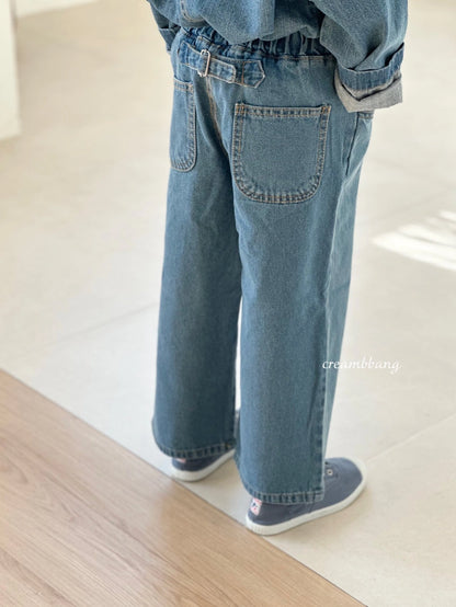 Oversized Buckle Denim Pants