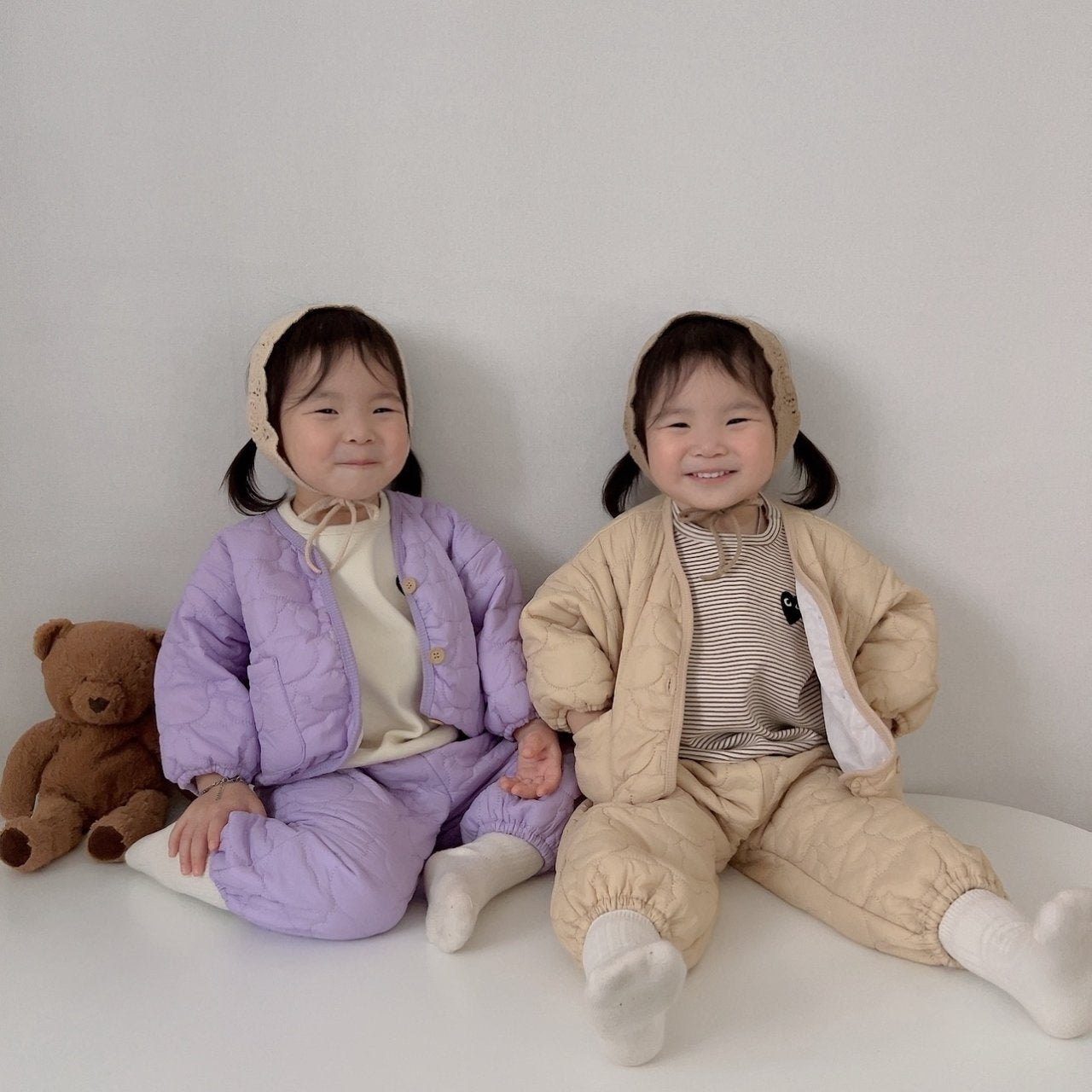 [PRE-ORDER] Line Bear Quilted Jacket Bottom Set