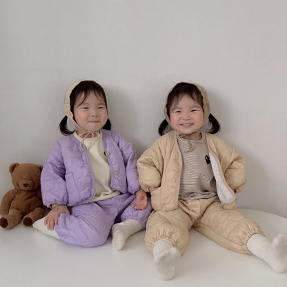 [PRE-ORDER] Line Bear Quilted Jacket Bottom Set