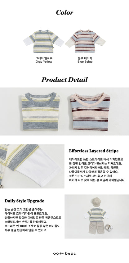 Breeze Layered T-Shirts [Grey/Yellow/M(3-4yr)]