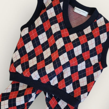 [PRE-ORDER] Mix Argyle Vest Bottom Set