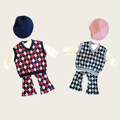 [PRE-ORDER] Mix Argyle Vest Bottom Set