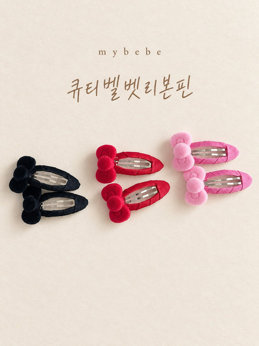 [PRE-ORDER] Cute Velvet Ribbed Hair Pin Set