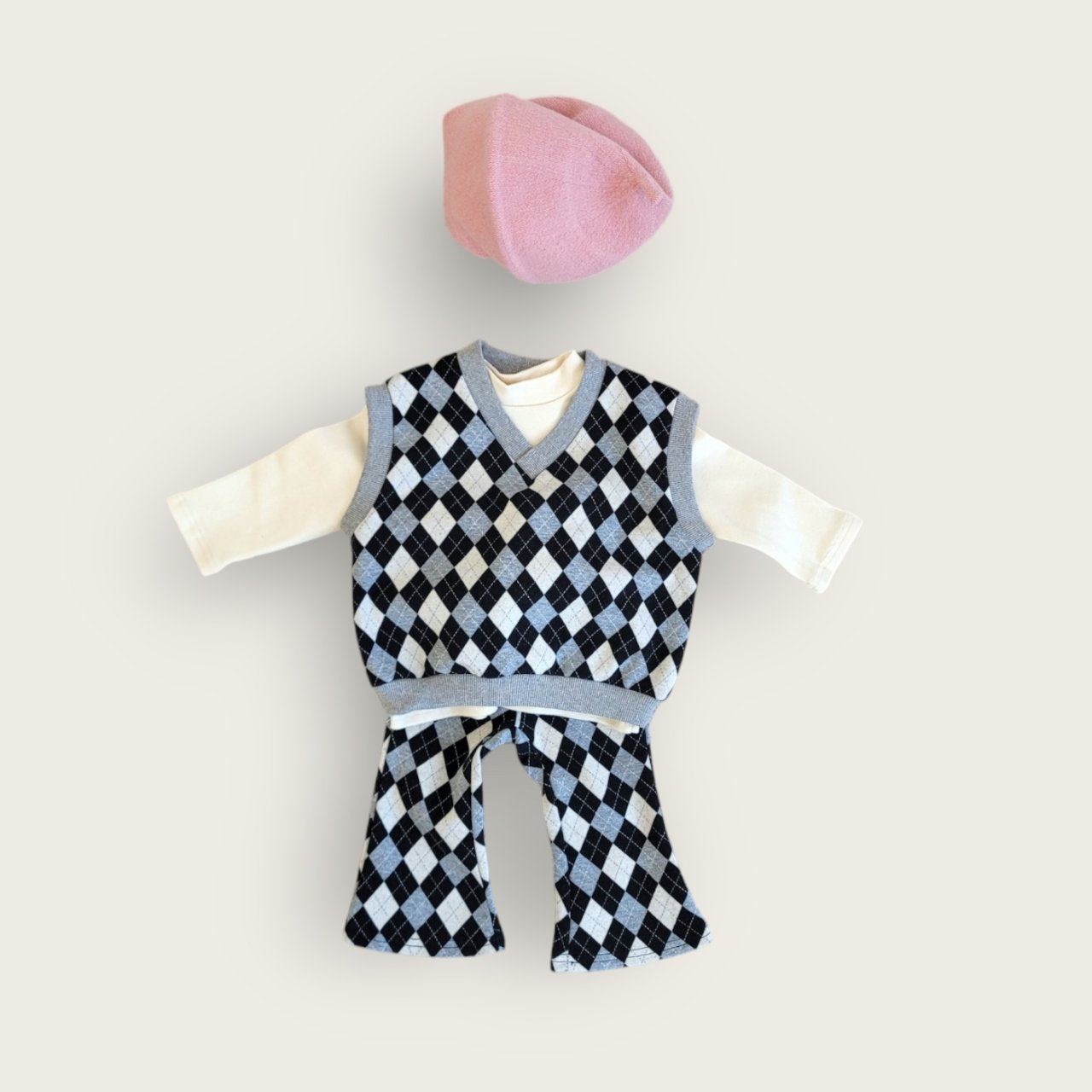 [PRE-ORDER] Mix Argyle Vest Bottom Set