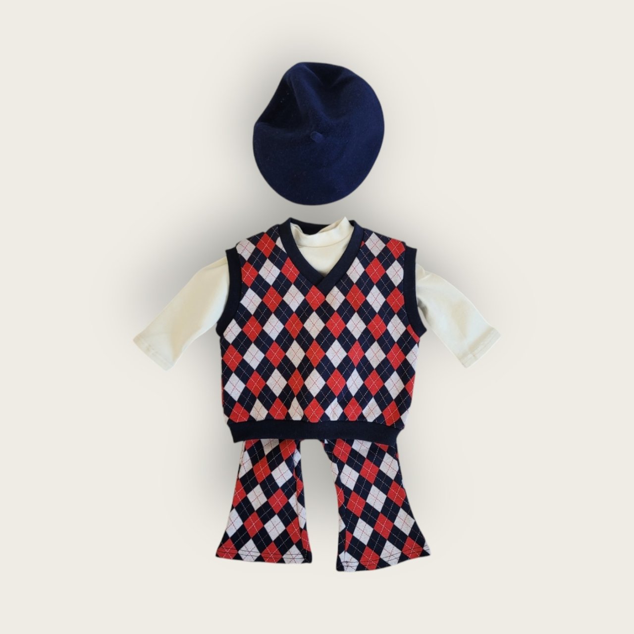 [PRE-ORDER] Mix Argyle Vest Bottom Set