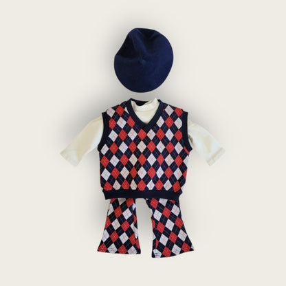 [PRE-ORDER] Mix Argyle Vest Bottom Set