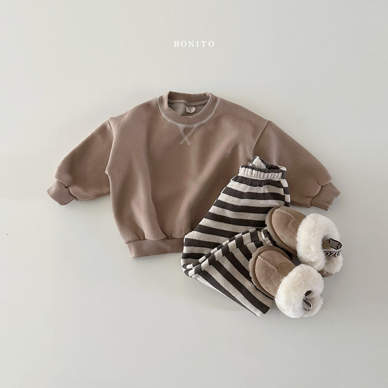 Stripe Jogger Pants [Brown/S(2-3yr)]