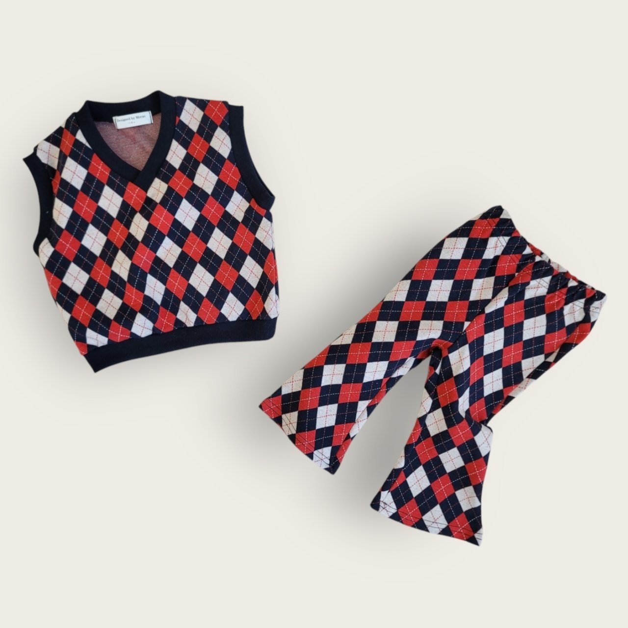 [PRE-ORDER] Mix Argyle Vest Bottom Set