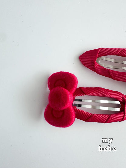 [PRE-ORDER] Cute Velvet Ribbed Hair Pin Set