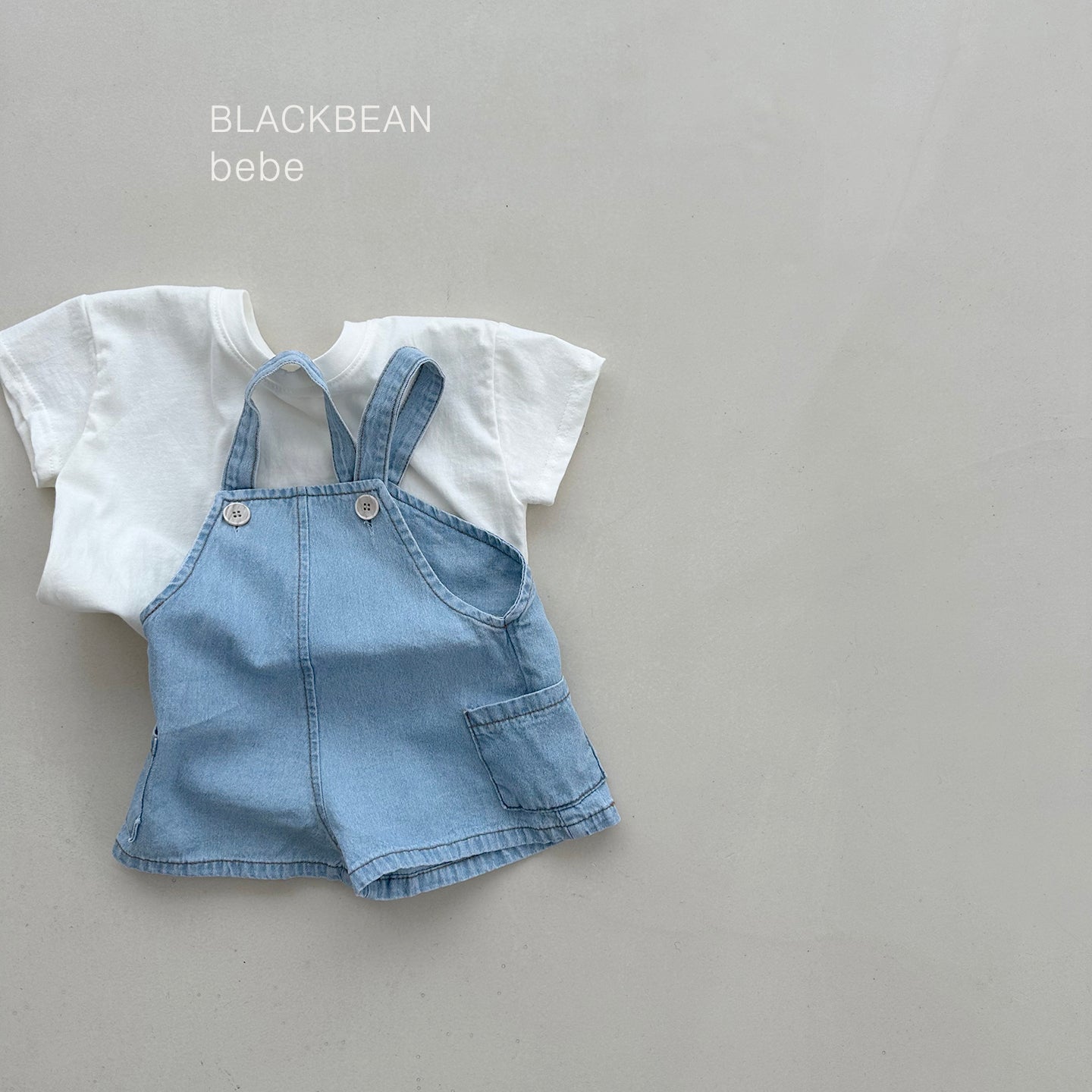 [PRE-ORDER] Pocket Denim Baby Overalls + Top Set