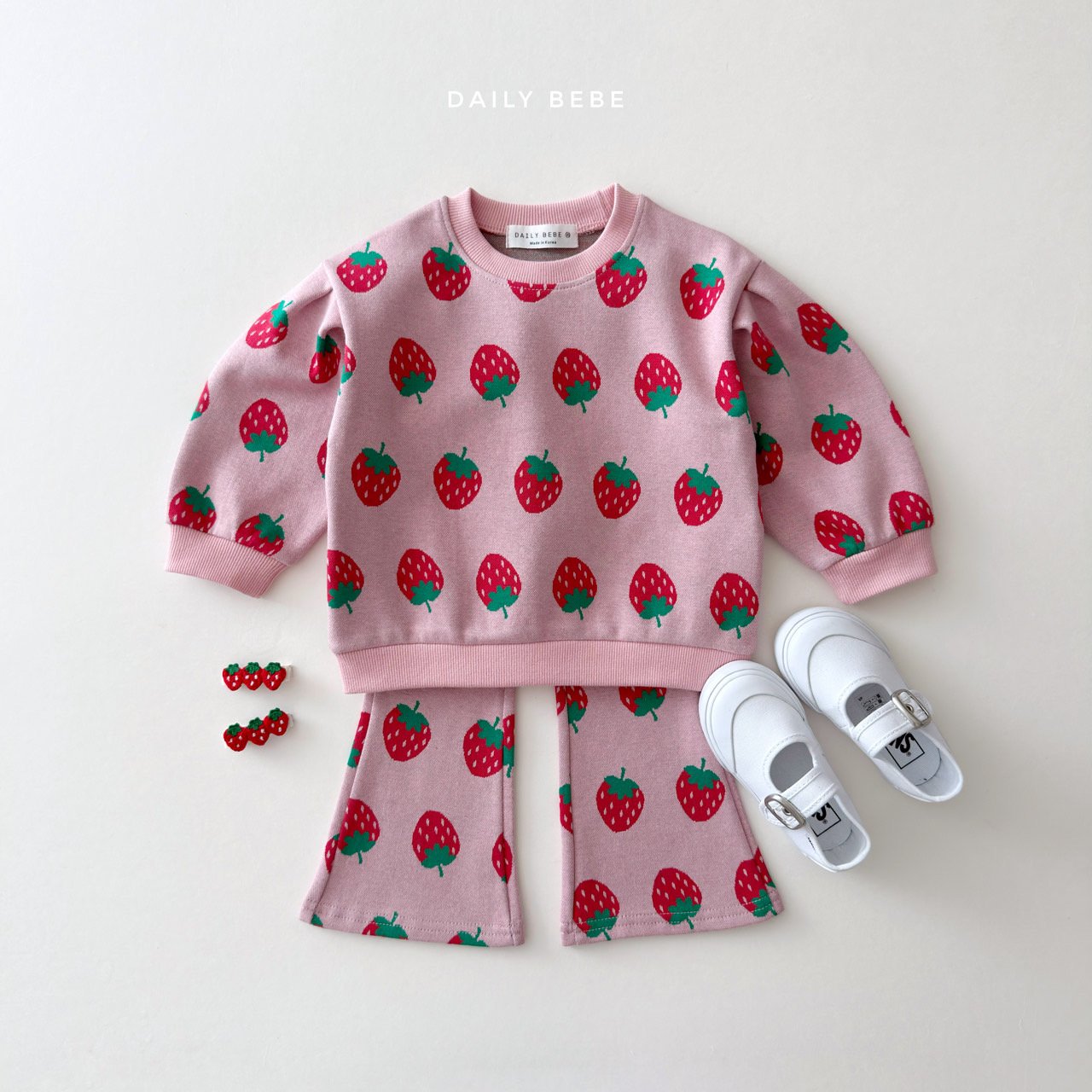 [PRE-ORDER] Strawberry Top Boot-Cut Pants Set