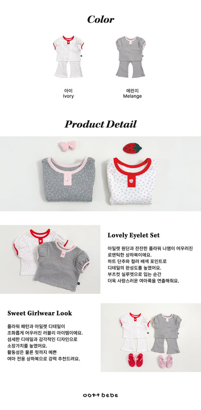 [PRE-ORDER] Lovely Eyelet Top Bottom Set