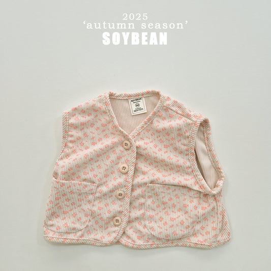 Corduroy Floral Vest [Light Beige/XS(1-2yr)]