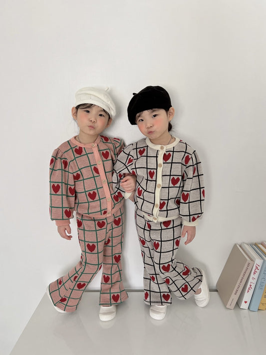 [PRE-ORDER] Square Heart Cardigan Bottom Set