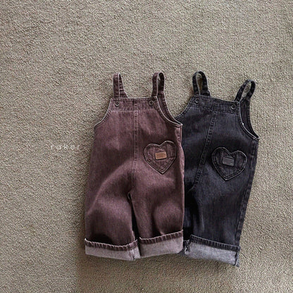[PRE-ORDER] Heart Denim Ribbed Overalls