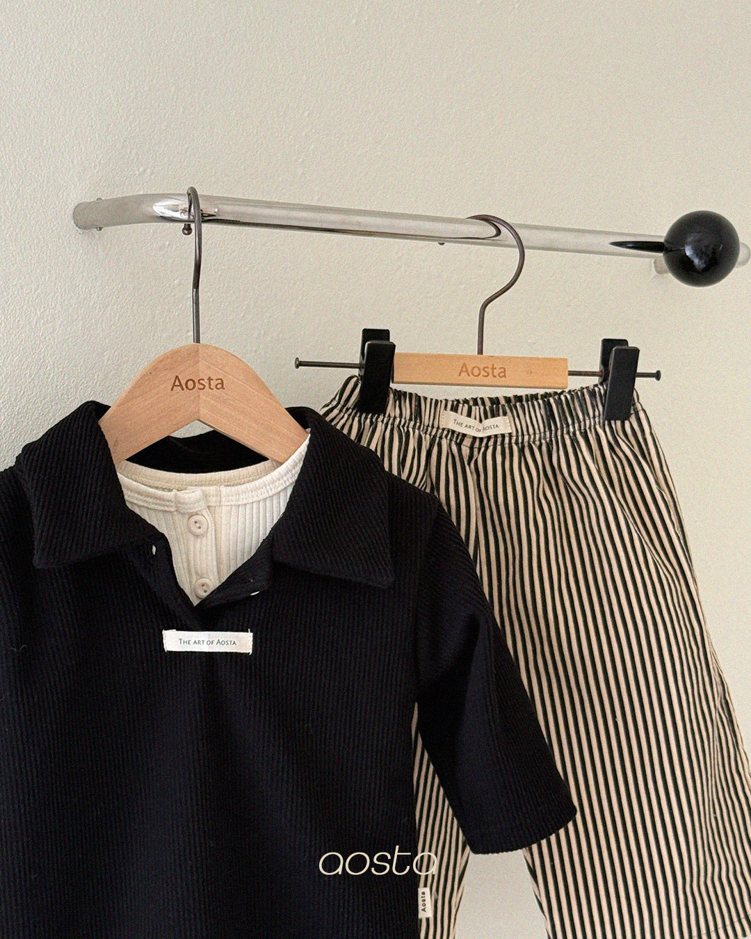 Mulmul Collar T-Shirts [Black/M(1-2yr)]