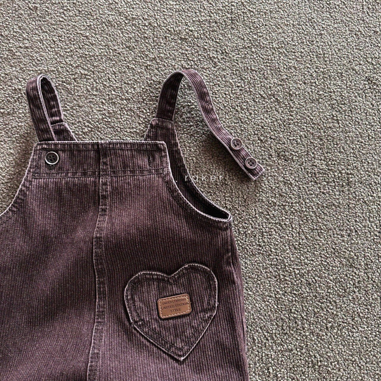 [PRE-ORDER] Heart Denim Ribbed Overalls