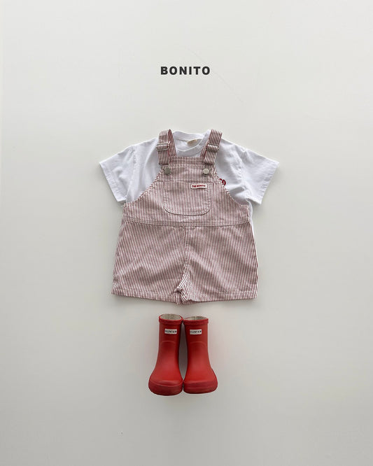 Vertical Stripe Overalls [Red/M(3-4yr)]