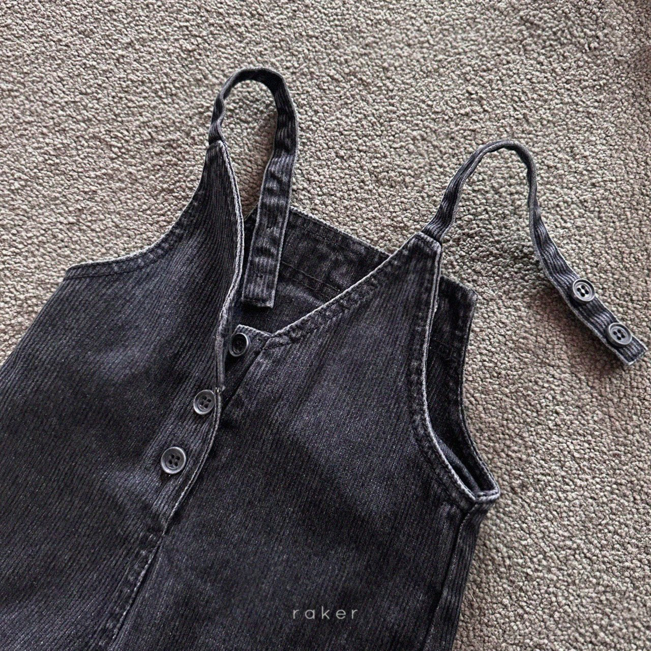 [PRE-ORDER] Heart Denim Ribbed Overalls