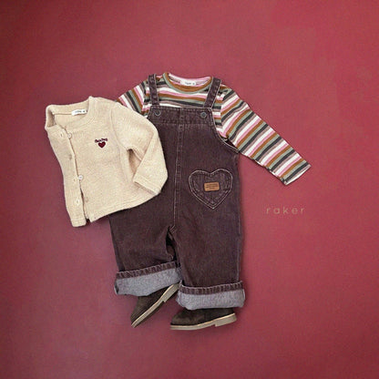 [PRE-ORDER] Heart Denim Ribbed Overalls