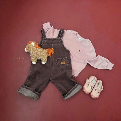 [PRE-ORDER] Heart Denim Ribbed Overalls
