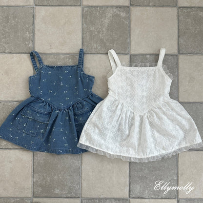 [PRE-ORDER] Denim Floral Big Pocket Dress