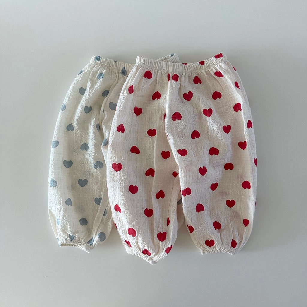 Summer Sausage Pants [Blue Heart, Beige Dot/100/M(3-4yr)]