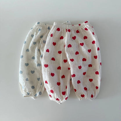 Summer Sausage Pants [Blue Heart, Beige Dot/100/M(3-4yr)]
