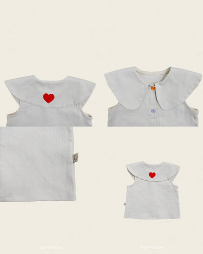 [PRE-ORDER] Heart Denim Collar Blouse