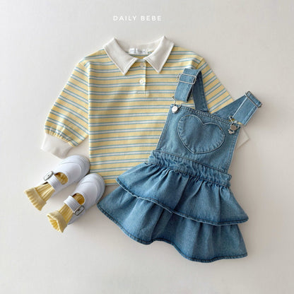 Cozy Collar T-Shirts [Yellow/M(3-4yr)]