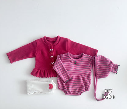 [PRE-ORDER[ Button Body Suit + Bonnet Set