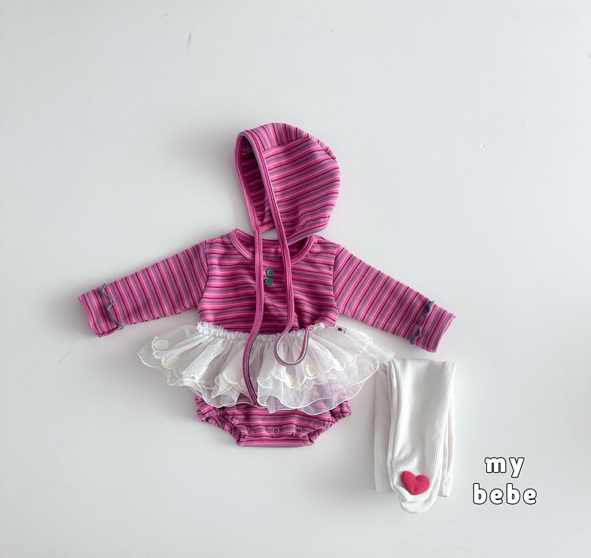 [PRE-ORDER[ Button Body Suit + Bonnet Set