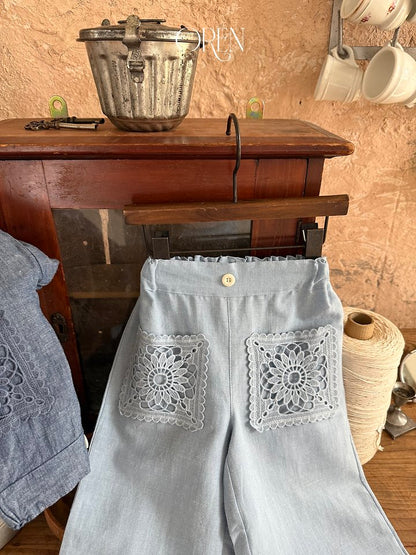 [PRE-ORDER] Mare Lace Linen Denim Pants