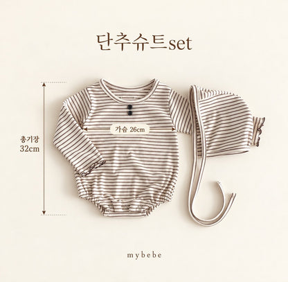 [PRE-ORDER[ Button Body Suit + Bonnet Set