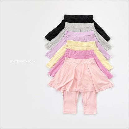 Skirt 3/4 Leggings [Melange Grey,Black/L(4-5yr)]
