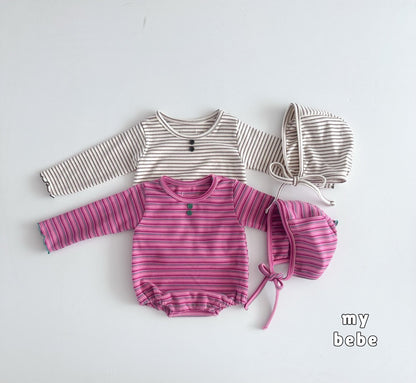[PRE-ORDER[ Button Body Suit + Bonnet Set