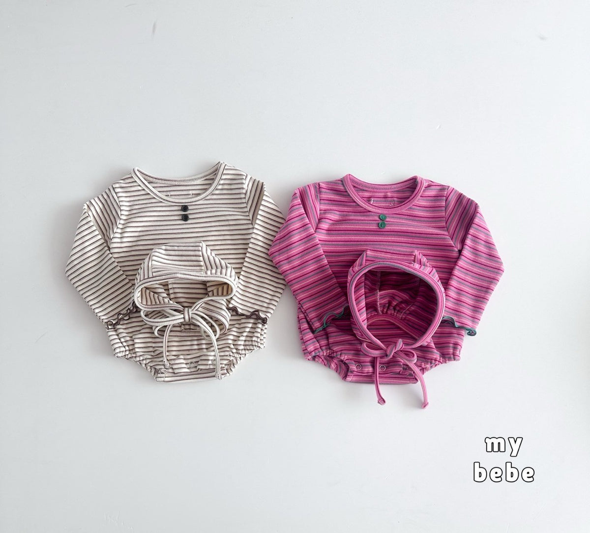 [PRE-ORDER[ Button Body Suit + Bonnet Set