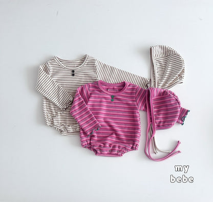 [PRE-ORDER[ Button Body Suit + Bonnet Set