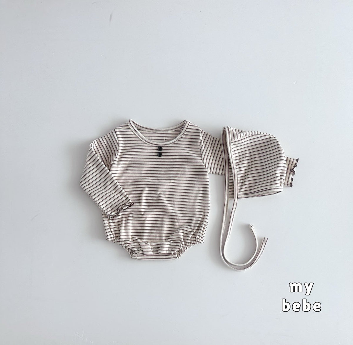 [PRE-ORDER[ Button Body Suit + Bonnet Set