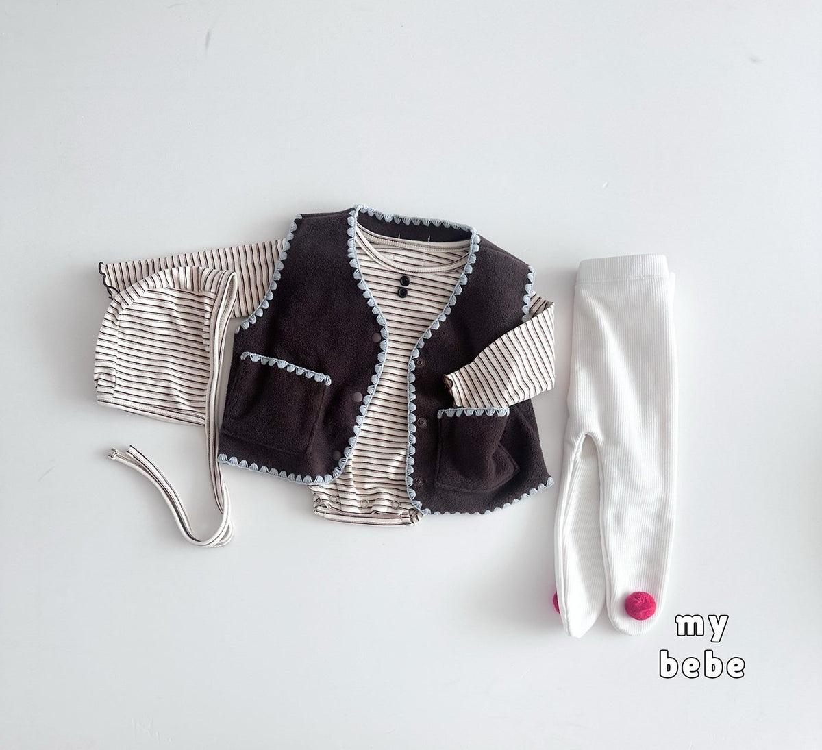 [PRE-ORDER[ Button Body Suit + Bonnet Set