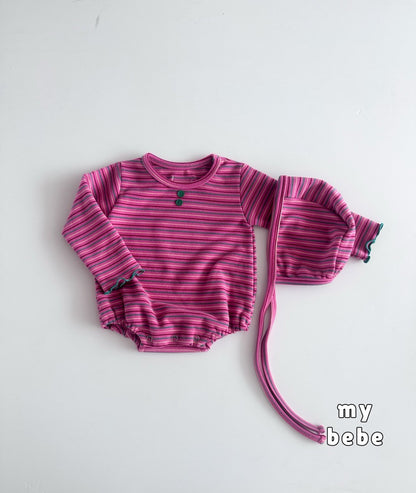 [PRE-ORDER[ Button Body Suit + Bonnet Set