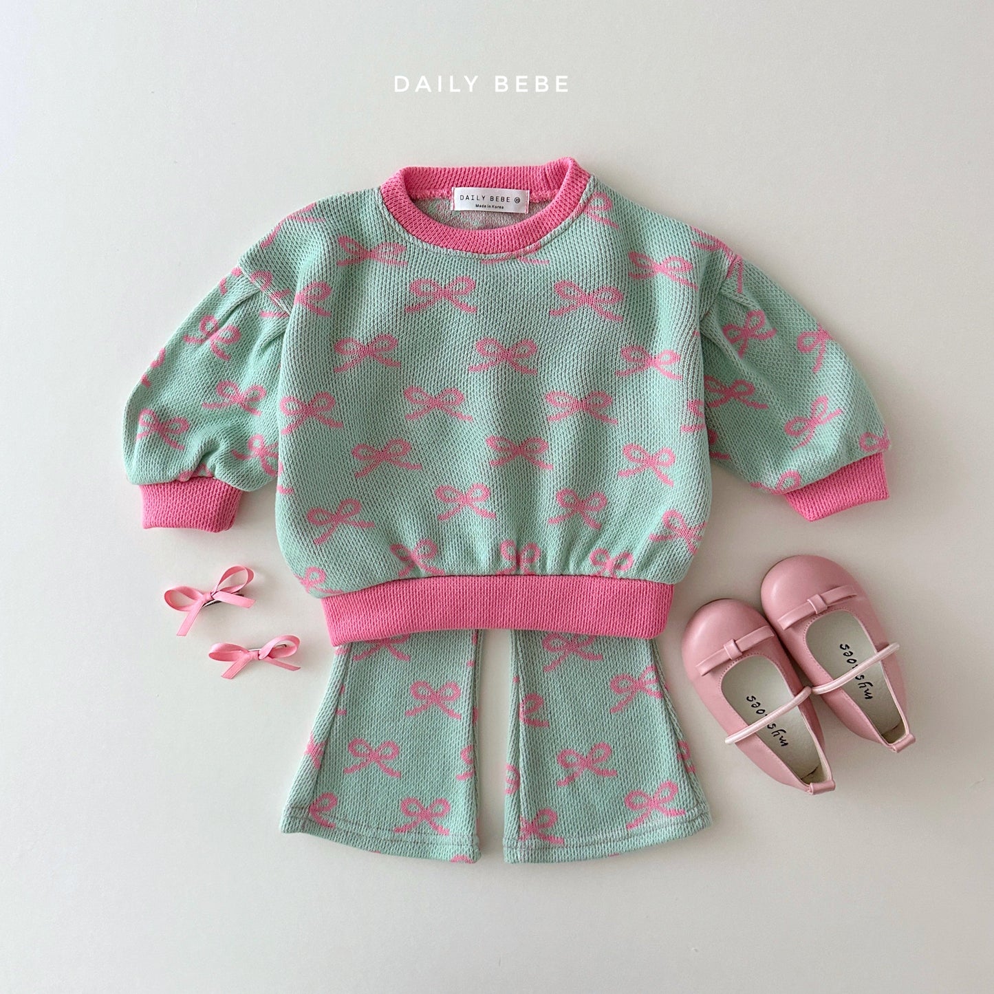 Spring Jacquard Top Bottom Set [Ribbon Mint/L(4-5yr)]